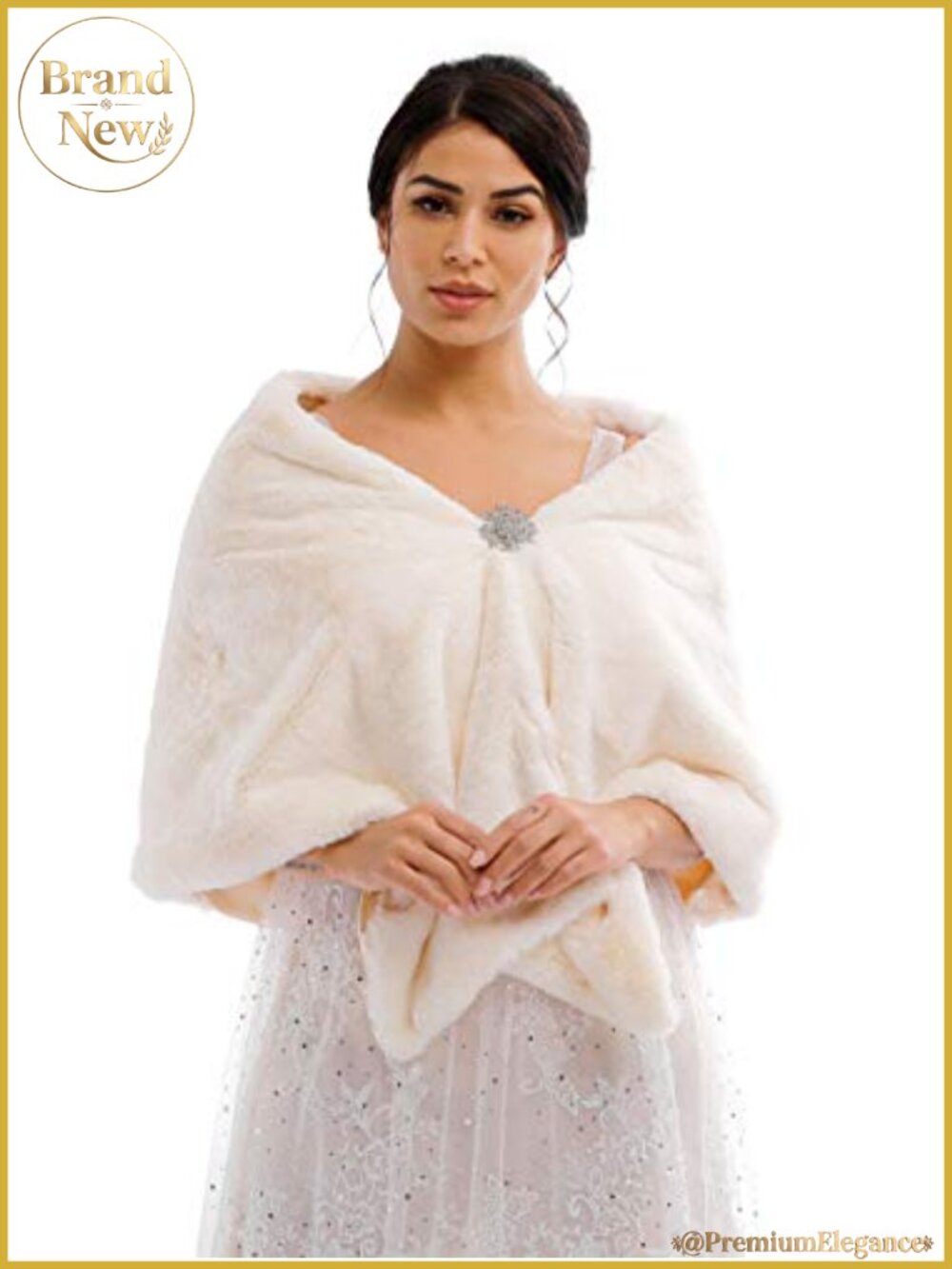 Faux Fur Wedding Shawl Wrap Bridal Scarf Satin Clasp